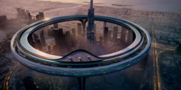 شهر معلق دوبی از نمای بالا به نام دان تاون سیرکل