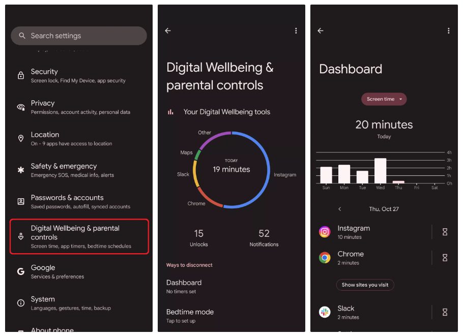 Digital Wellbeing گوگل