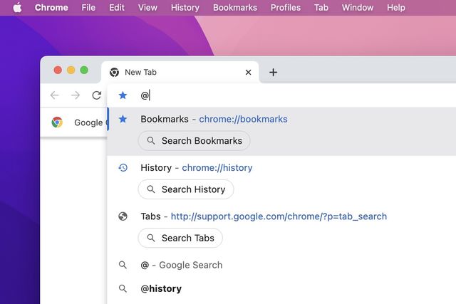  تنها با تایپ"@"در نوار آدرس، اکنون می‌توانید در میان همه تب‌‌ها، بوکمارک‌ ها و تاریخچه کروم خود جستجو کنید.