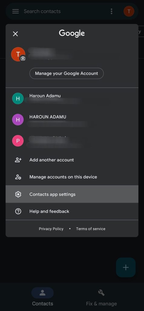 بازیابی مخاطبین در گوگل