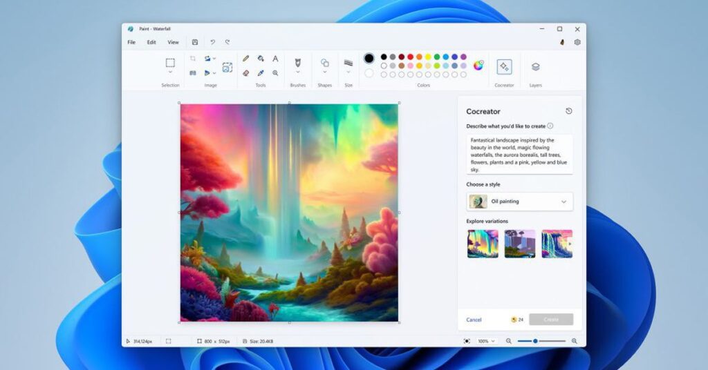 با برنامه Paint Cocreator آثار هنری تولید کنید