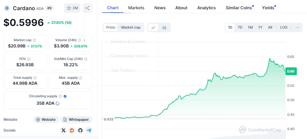 رشد 38 درصدی قیمت کاردانو در 24 ساعت گذشته