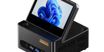 آئوستار از مینی پی‌سی G-Flip با نمایشگر داخلی و پردازنده AMD Ryzen AI 9 HX 370 رونمایی کرد