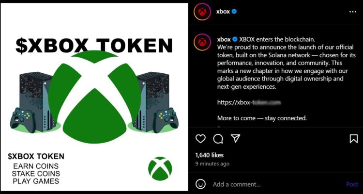 هک حساب‌های رسمی Xbox برای تبلیغ کلاهبرداری رمزارزی