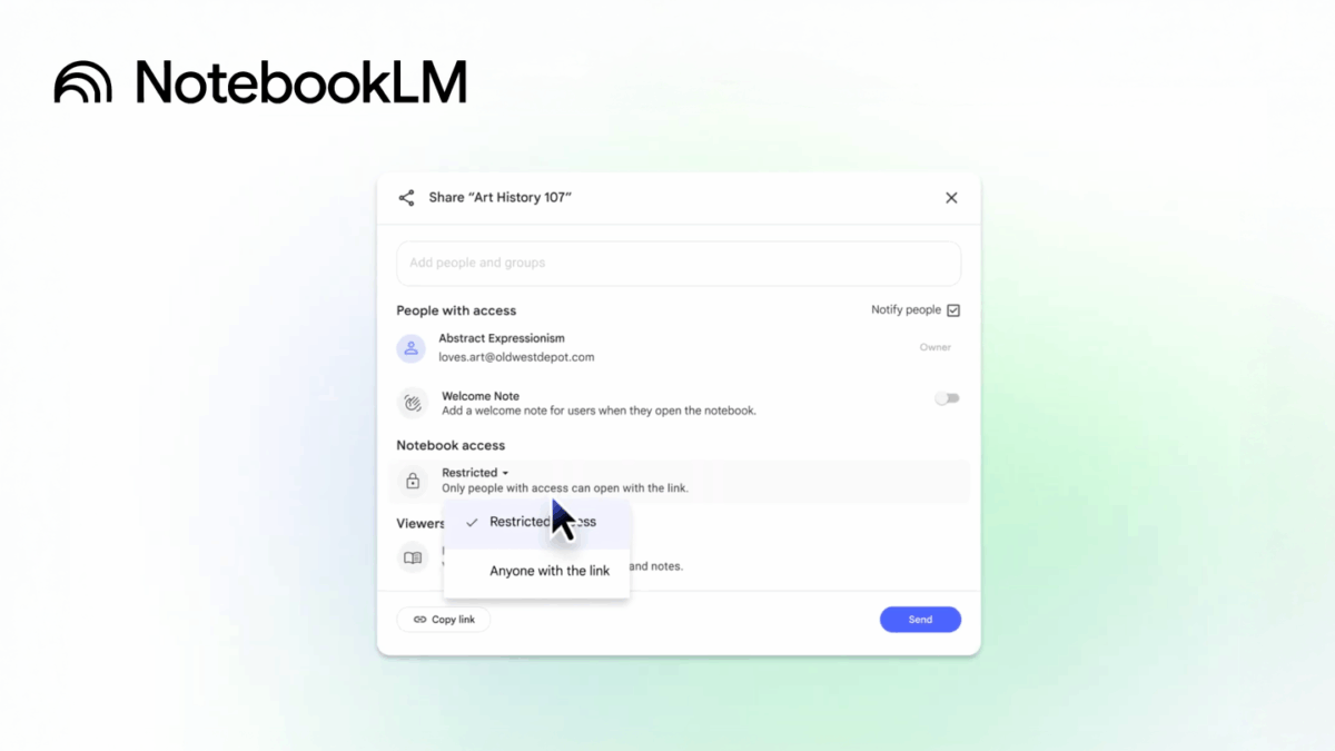 اشتراکگذاری دفتر یادداشت NotebookLM