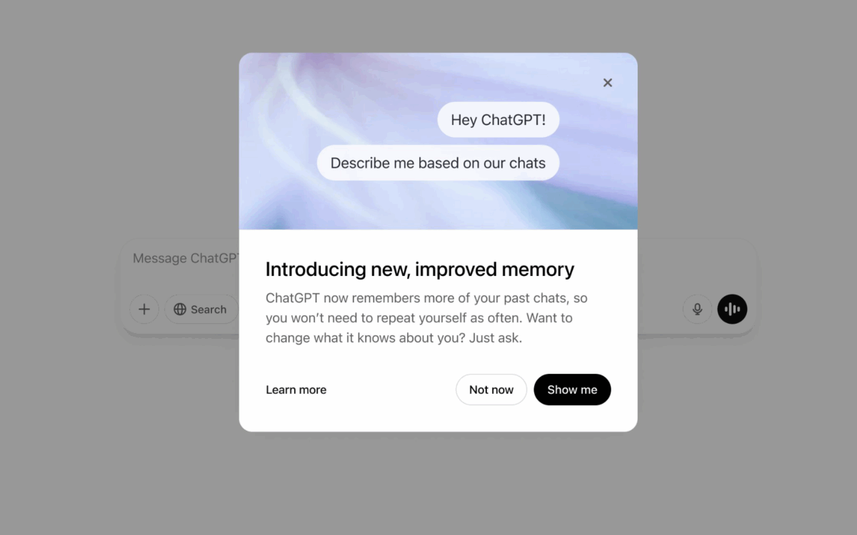 قابلیت ارتقا یافته حافظه در ChatGPT