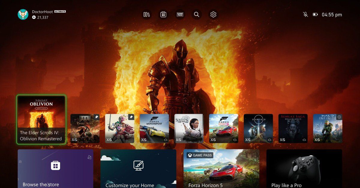 رابط کاربری Xbox