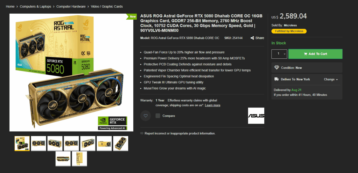 کارت گرافیک ROG Astral RTX 5090 DAHAB Edition