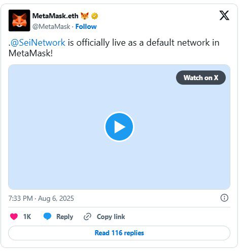 آغاز پشتیبانی رسمی کیف پول متامسک از بلاکچین سی (SEI)