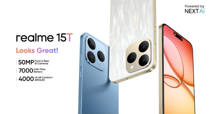 ریلمی 15T 5G با باتری غول‌پیکر ۷۰۰۰ میلی‌آمپری معرفی شد