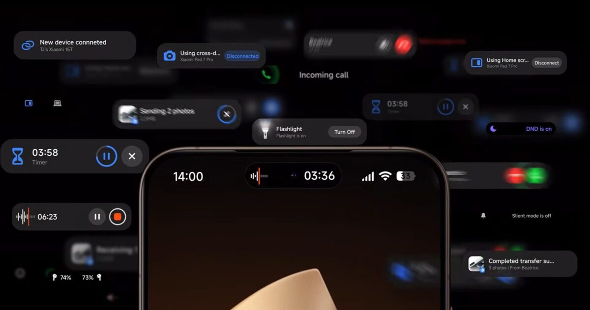 شرکت شیائومی از ویژگی نرمافزاری Hyper Island به عنوان بخشی از آپدیت HyperOS 3 رونمایی کرد که با ایجاد یک منوی تعاملی کپسولی-شکل در اطراف دوربین سلفی برای نمایش اعلانها و کنترلها، از اکتبر ۲۰۲۵ به صورت مرحلهای برای دهها دستگاه این شرکت عرضه خواهد شد.