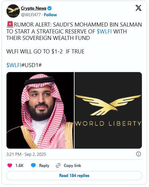 شایعه سرمایهگذاری ولیعهد عربستان در توکن ورلد لیبرتی فایننشال