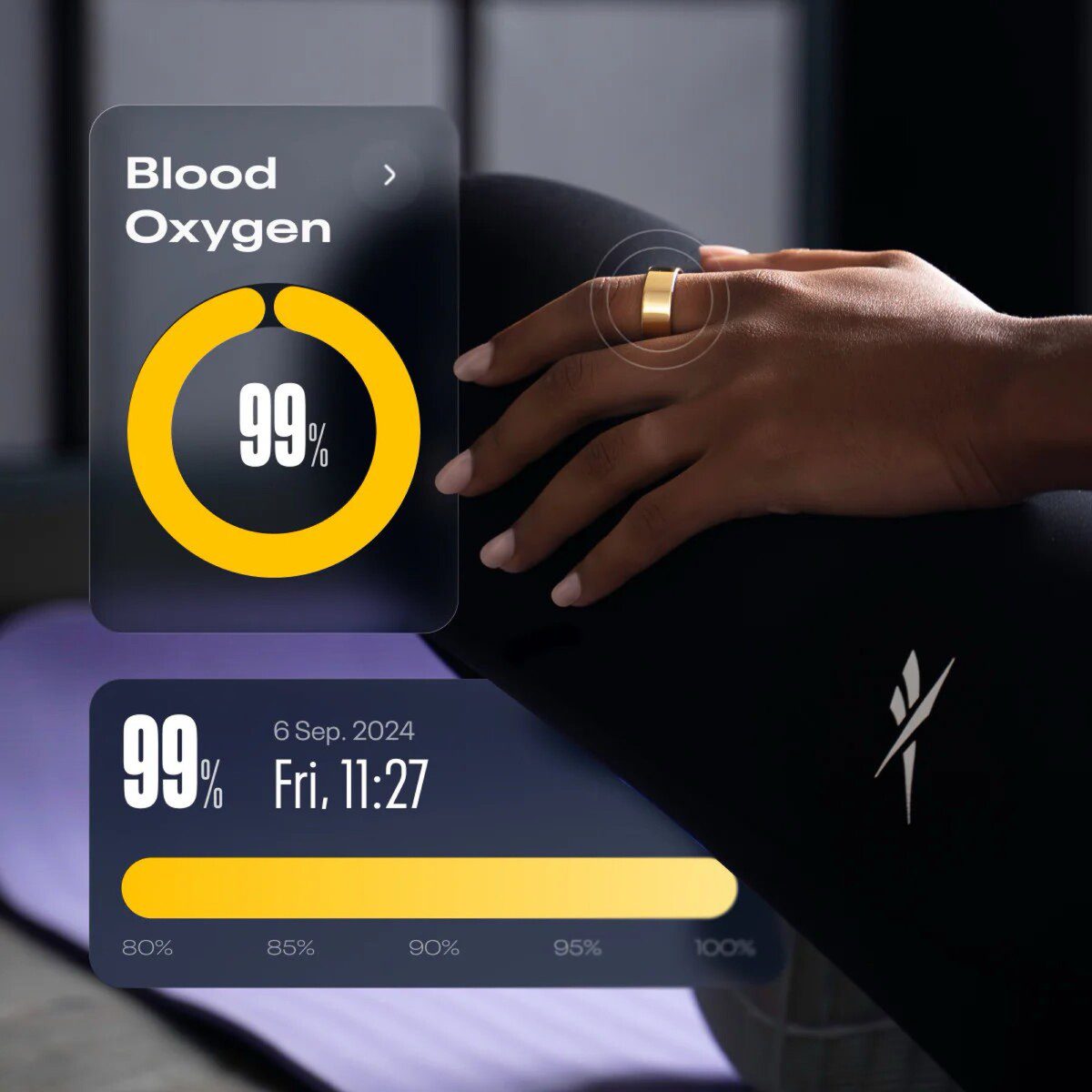 نمایش سطح اکسیژن خون ۹۹ درصد با حلقه هوشمند Reebok Smart Ring 