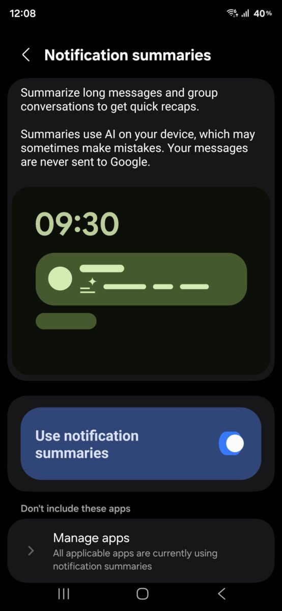 AI notification summaries
