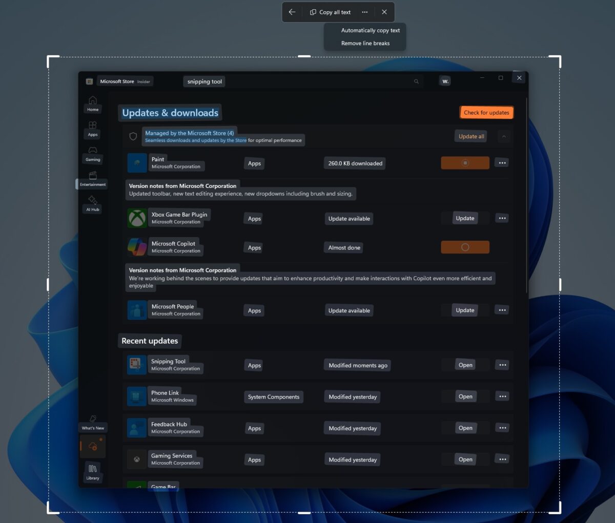Windows 11 AI feature lets you copy texts from screen