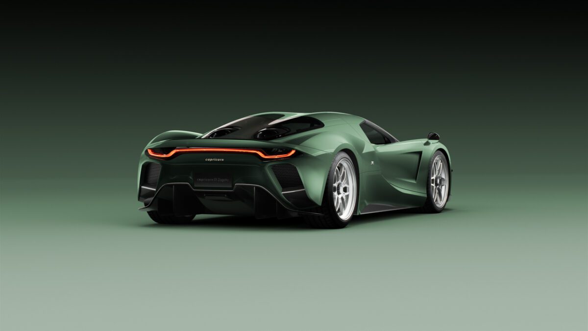 نمای عقب ابرخودروی Capricorn 01 Zagato با چراغ LED پیوسته و دیفیوزر فیبرکربنی اسپرت