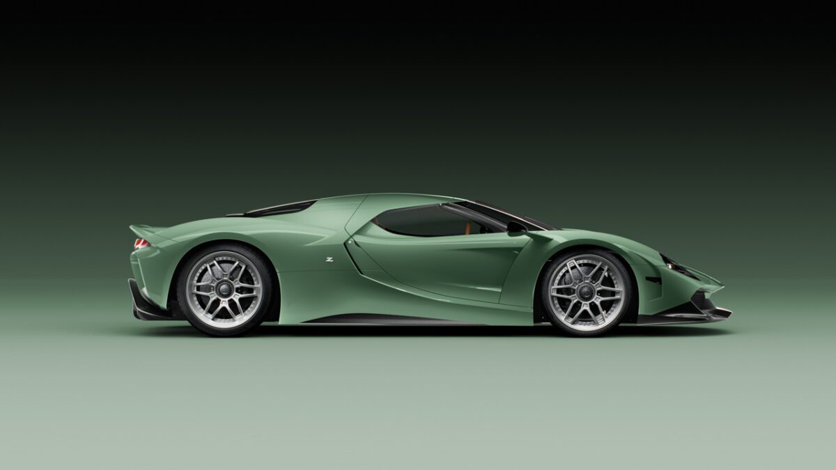 نمای جانبی ابرخودروی Capricorn 01 Zagato که فرم کشیده و سقف دوبل طراحیشده توسط Zagato را نشان میدهد