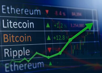 Investing and stock market concept gain and profits with faded candlestick charts.