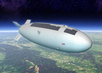 کشتی هوایی کوانتومی با محفظه تجهیزات زیر بدنه در آسمان