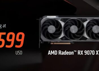 پوستر تبلیغاتی کارت گرافیک AMD Radeon RX9070 XT که با قیمت ۵۹۹ دلار معرفی شده