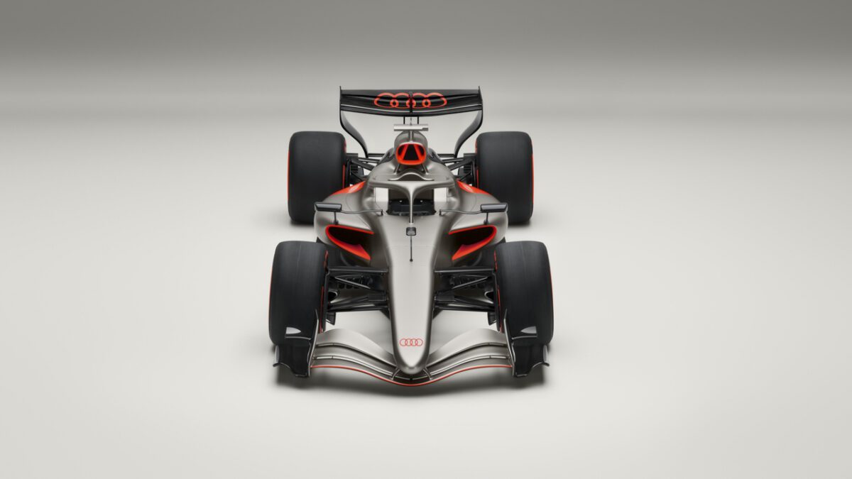 نمای روبهرو آئودی R26 با بال عقب و آیرودینامیک کمحجم