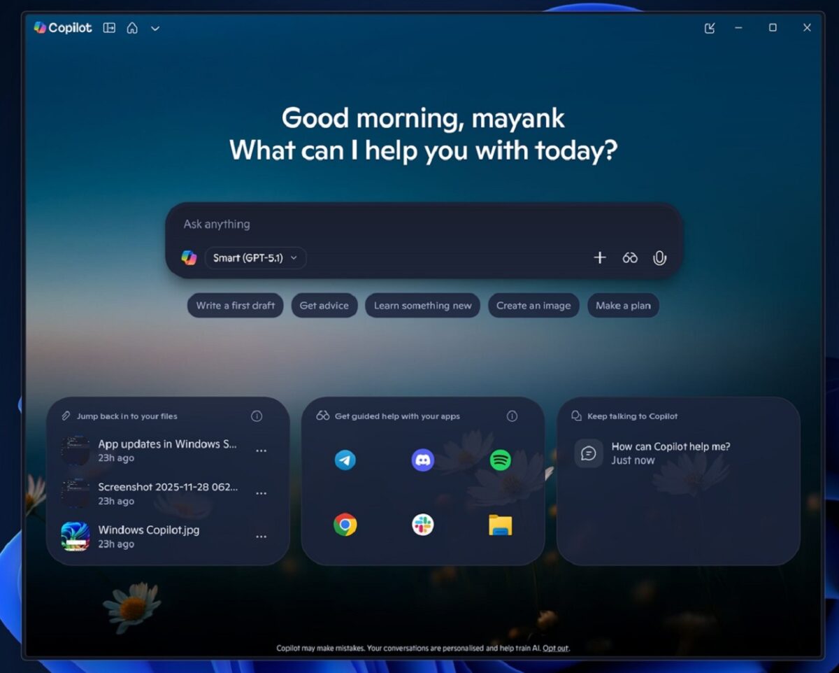 ادغام مدل زبانی GPT 5.1 در اپلیکیشن Copilot ویندوز 11 