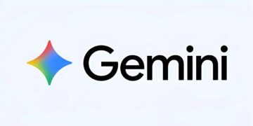 لوگوی Gemini (الماس رنگارنگ) و متن "Gemini" به رنگ سیاه در یک پس‌زمینه سفید.