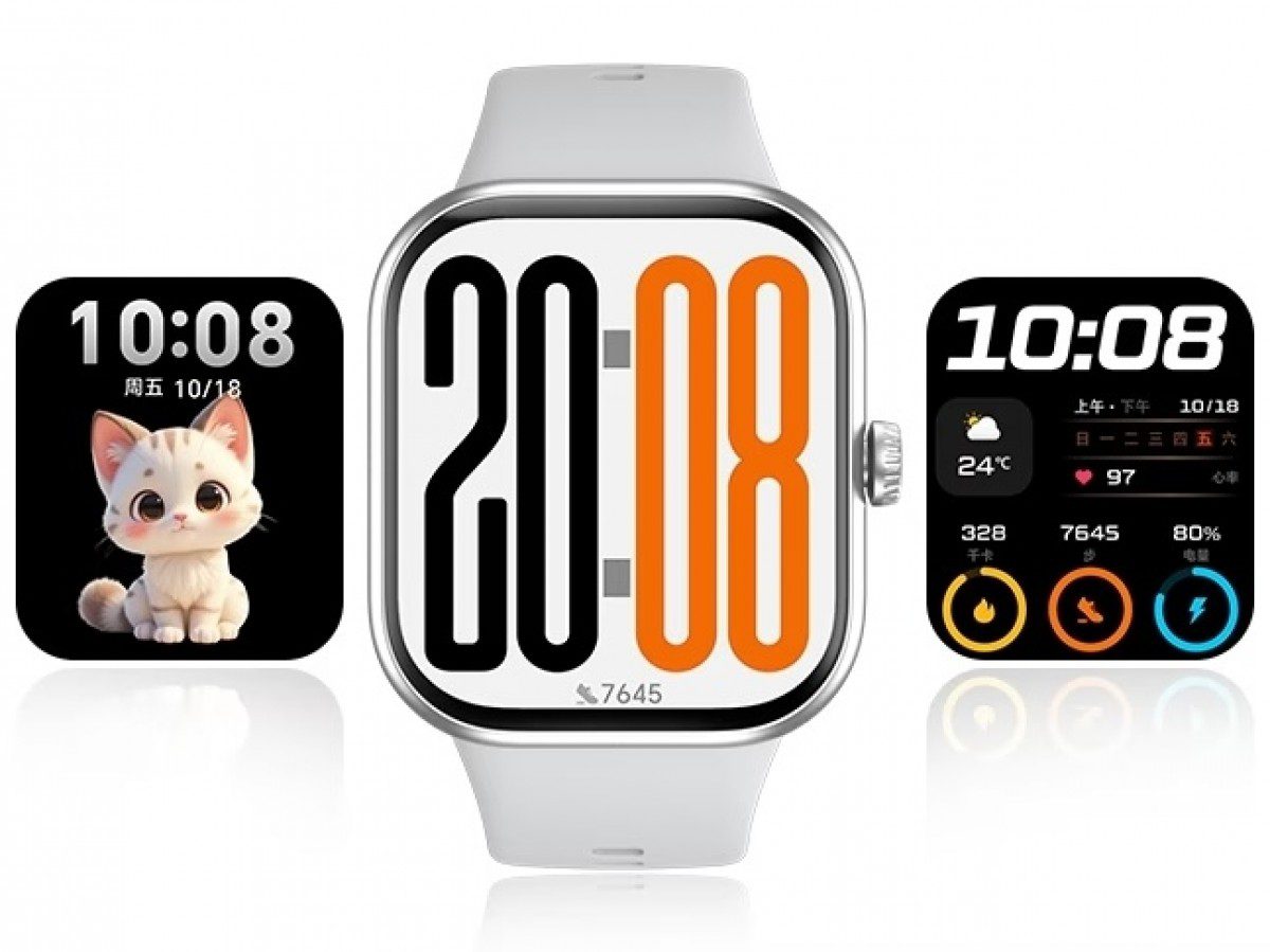 سه واچ‌فیس مختلف برای ساعت هوشمند Honor Watch X5 که یکی عکس یک گربه کارتونی، دیگری یک واچ‌فیس دیجیتال بزرگ و دیگری واچ‌فیس اطلاعاتی (با آب و هوا، قدم‌شمار و کالری) را نمایش می‌دهد.