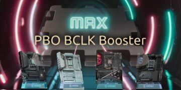 یک گرافیک با متن "MAX PBO BCLK Booster" و چهار مادربرد MSI در زیر آن.