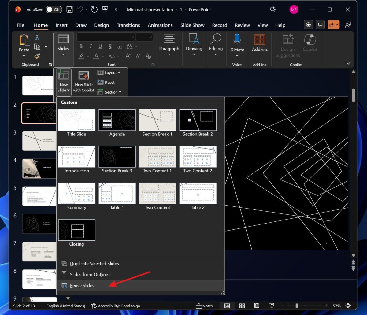 حذف ویژگی Reuse Slides از پاورپوینت توسط مایکروسافت 