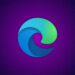 لوگوی مرورگر Microsoft Edge (مارپیچ آبی و سبز) بر روی یک پس‌زمینه بافت‌دار بنفش و آبی تیره.