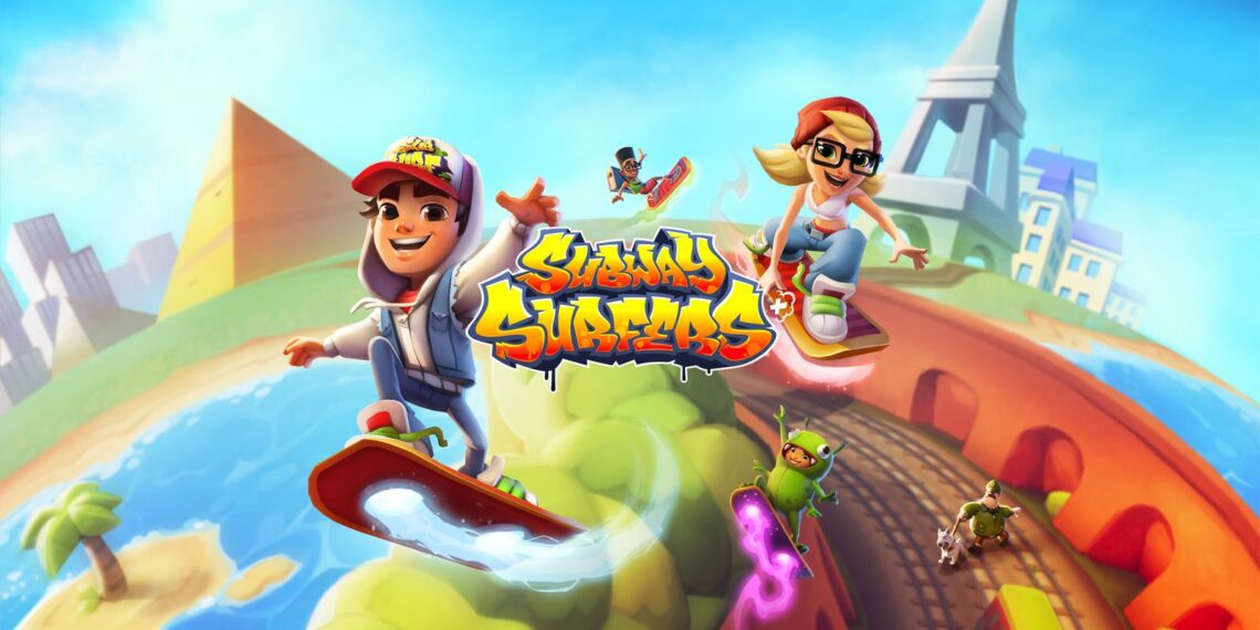 تصویری از بازی Subway Surfers Plus که شخصیت‌های بازی را سوار بر اسکیت نشان می‌دهد