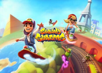 تصویری از بازی Subway Surfers Plus که شخصیت‌های بازی را سوار بر اسکیت نشان می‌دهد