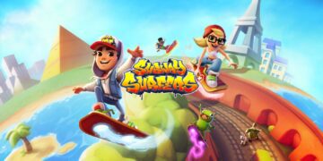 تصویری از بازی Subway Surfers Plus که شخصیت‌های بازی را سوار بر اسکیت نشان می‌دهد