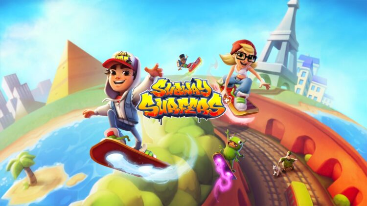 تصویری از بازی Subway Surfers Plus که شخصیت‌های بازی را سوار بر اسکیت نشان می‌دهد