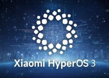 تصویر پس‌زمینه برفی و شبانه یک شهر، با لوگوی بزرگ و سفید رنگ Xiaomi HyperOS 3 در مرکز و متن "Xiaomi HyperOS 3" در پایین.