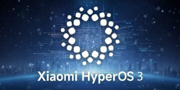 تصویر پس‌زمینه برفی و شبانه یک شهر، با لوگوی بزرگ و سفید رنگ Xiaomi HyperOS 3 در مرکز و متن "Xiaomi HyperOS 3" در پایین.