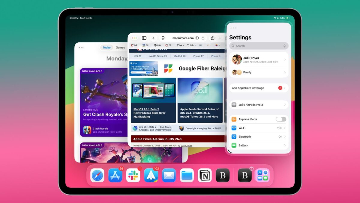 Multitasking در iPadOS 26.2: بهبود قابلیت‌های چندوظیفه‌ای