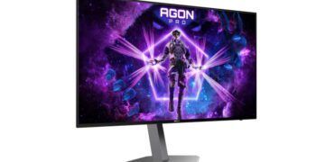 نمایی از جلوی مانیتور AG276QKD2 AOC با پایه خاکستری