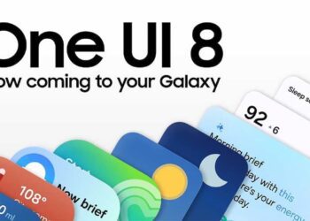 ردیفی از کارت‌های رابط کاربری با طراحی رنگارنگ و متن "One UI 8" و "Now coming to your Galaxy" که در پس‌زمینه سفید قرار گرفته‌اند.