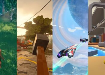 کلاژی از تصویر چهار بازی مختلف که توسط SIMA 2 انجام شدند؛ از ماینکرفت گرفته تا No Man's Sky