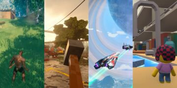 کلاژی از تصویر چهار بازی مختلف که توسط SIMA 2 انجام شدند؛ از ماینکرفت گرفته تا No Man's Sky