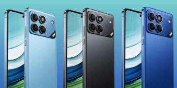 صفی از گوشیهای سری Honor Win در رنگهای آبی روشن، مشکی و آبی تیره.