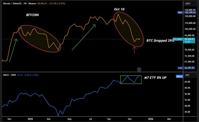 عامل سقوط قیمت بیتکوین به زیر ۹۰ هزار دلار