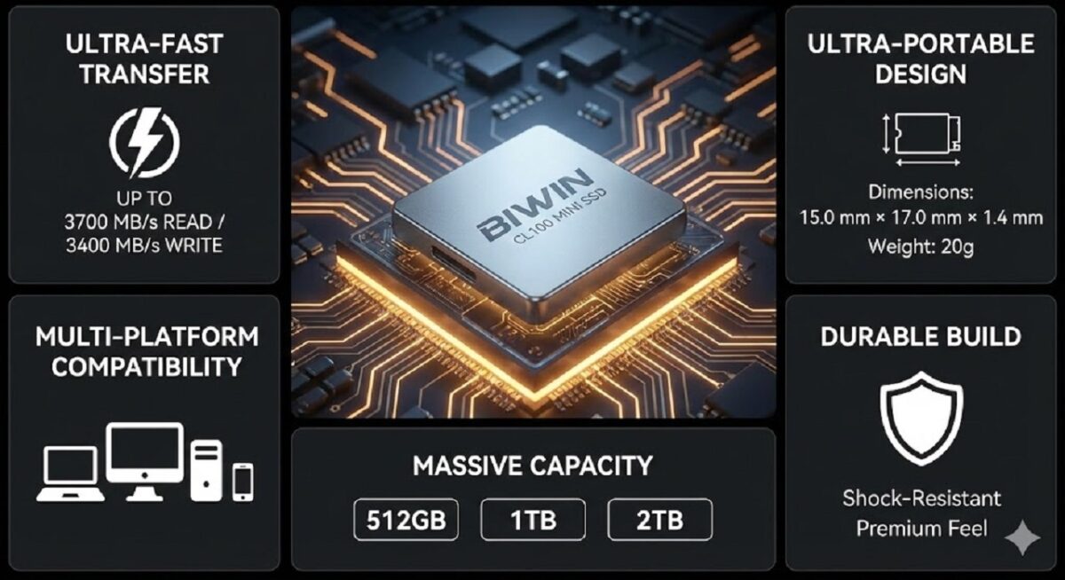 حافظه CL100 Mini SSD با ابعاد یک سکه و سرعت بالا معرفی شد