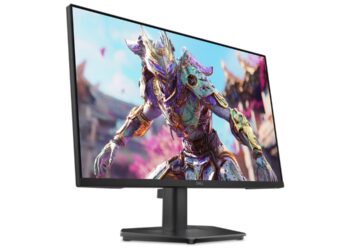 مانیتور گیمینگ Dell مدل SE2426HG که تصویری با جزئیات از یک شخصیت بازی (جنگجو) را نمایش می‌دهد.