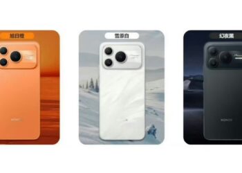 نمای پشت گوشی Honor Power 2 در سه رنگ نارنجی، سفید و مشکی، با بدنه تخت، ماژول دوربین مستطیلی با سه لنز بزرگ و طراحی الهامگرفته از پرچمداران مدرن، تمرکز بر تنوع رنگ و هویت بصری محصول