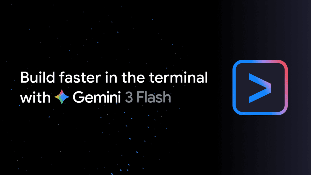 بنر تبلیغاتی مدل هوش مصنوعی Gemini 3 Flash برای محیط برنامه نویسی ترمینال.