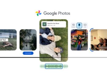 رابط کاربری جدید و بازطراحی شده‌ی بخش ویرایش ویدیو در اپلیکیشن گوگل فوتوز با تایم‌لاین و ابزارهای برش.