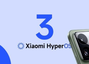 لوگوی عدد ۳ و عبارت Xiaomi HyperOS در کنار ماژول دوربین گوشی شیائومی.